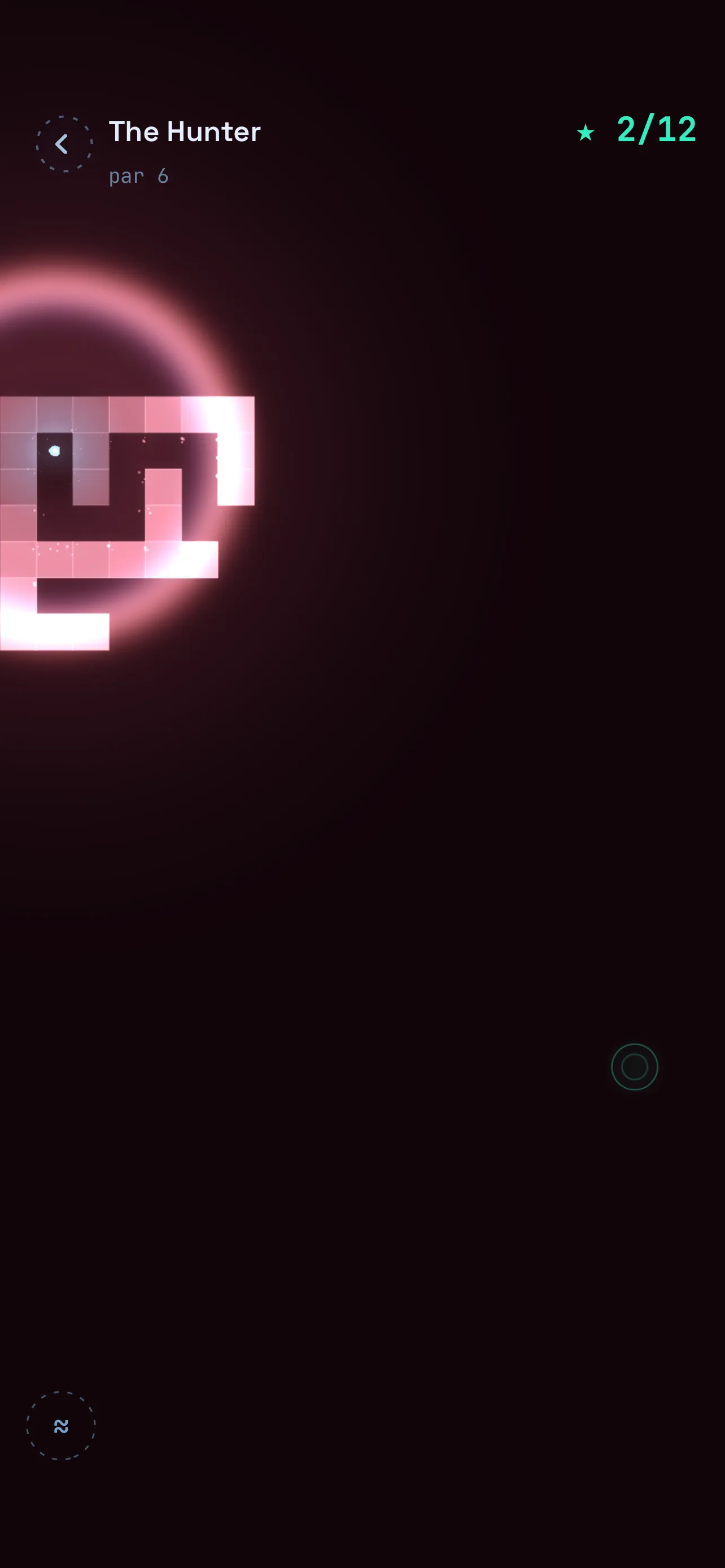 Level The Hunter: a red pulse ring closing in near the player in the dark